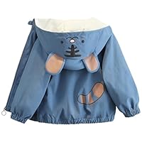 Amur Leopard Übergangsjacke Jungen mit Kapuze Kinder Windjacke Reißverschlussjacke Cartoonjacke für Frühling Herbst, Blau, 74-80 (Etikettengröße: 80)