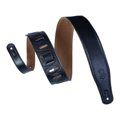 Levy's Leathers 2.5" Garment Leather Guitar Strap with Foam Padding and Suede Backing, Black (M26GF-BLK)