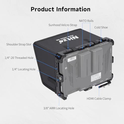 Nitze Gaiola LUT7 para monitor Feelworld LUT7/ LUT7 PRO/ LUT7S/ LUT7S PRO com proteção solar, braçad