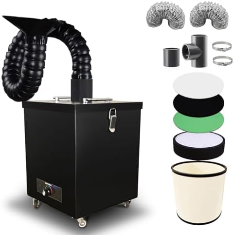 180W 387m³/H Adjustable Fume Extractor with 5 Stage Filters Welding Soldering Smoke Purifier DTF Fume Extractors for Laser Marking Printing Engraving Nail Salon