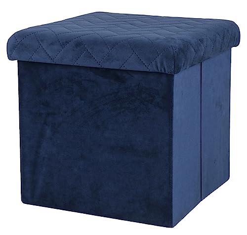 Urban Living KUBE VELOURS POUF DE RANGEMENT PLIABLE BLEU 37,5X37,5XH37,5CM