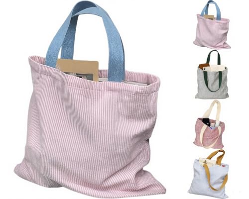 Bolso tote suave para mujer CHUNFO con estampado urbano de rayas en tres colores y cierre magnético, ideal para trabajo, viaje, playa y uso diario miniatura 1