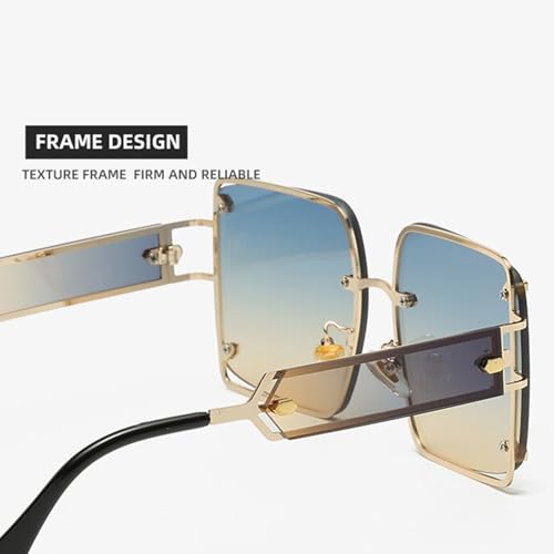 bullabulling Vintage Square Sunglasses For Women Men Big Oversized Punk Style Sun Glasses Fashion Metal Shades Eyeglasses3