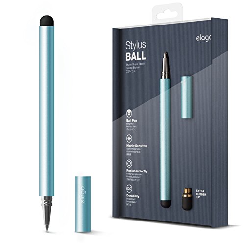 elago Stylus [Ball][Coral Blue] - [Premium Aluminum][Ballpoint Pen][Replaceable Extra Tip Included] -