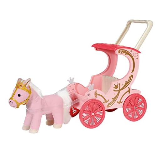 Baby Annabell Little Sweet Kutsche und Pony, 2-in-1 Puppenwagen und Kutsche mit Plüschpony, Lichteffekten und abnehmbarem Schiebegriff, 707210 Zapf Creation