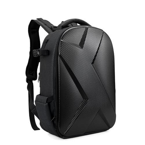 Camera Backpack Hard Shell Imitation Carbon Fiber DSLR Waterproof Shockproof w/15.6 Lap Comp for Photo Travelers & Daily.