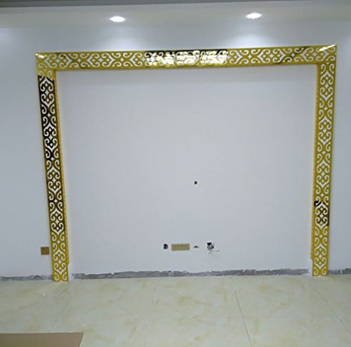 Itta X-Large 28Pcs X 20X10Cm Mirror Border Stickers Diy 3D Acrylic Wall Decorative Self-Adhesive Hollow Out Border Ceiling Skirting Stickers Wall Mural Wedding Room Home Decor (Gold) #TOP3