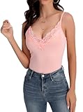 BemorRun Camisole Tops for Women Basic Cami Slim-Fit Cotton Undershirt Stretch Spaghetti Strap Tank Top(Pink,L)