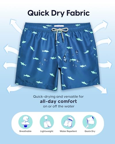 Image of maamgic Mens Swim Trunks 5 Inch with Mesh Lining, Quick Dry Mens Bathing Suit, Swim Shorts for Swimming and Beach