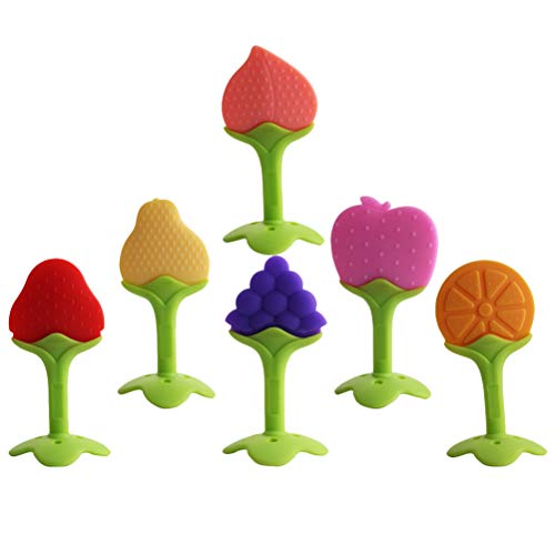 TOYANDONA 6 PCS Silicone Mordedor de Bebê Dos Desenhos Animados 3D Forma de Frutas Moedor de Dentes