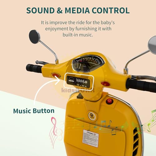 Image of KidsROAR 12V Electric Bike for Kids with Remote Control, Battery Operated Scooter Bike for Boys & Girls, Wide Seat, Music & Lights, Safe Ride-On for 2-6 Years, Manual & Remote Control (Mango)