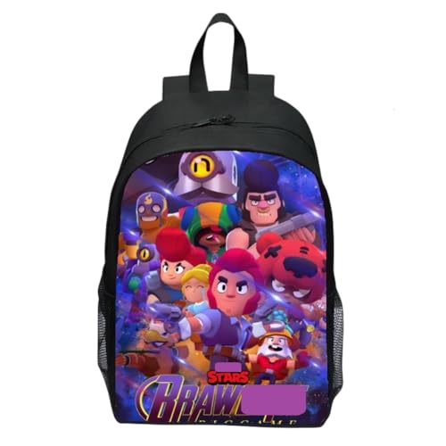 PEAJPBS Brawls Mochilas Infantiles, Animados Gran Capacidad Bolso de Hombro Aire Libre Mochila Unisex Mochila de Gran Capacidad Mochila Escolar para Niños y Niñas