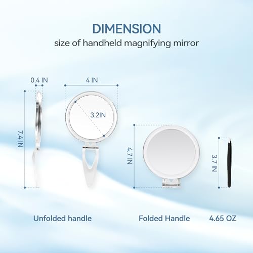 B Beauty Planet 30X Magnifying Mirror, Magnifying Mirror with Stand and Tweezers, Handheld Mirror with 30X/1X Magnification, Compact Mirror for Traveling, 30X Makeup Mirror for Pluck Eyebrows - Thumbnail 3