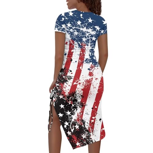Image of Short Sleeve Dress for Women,Sexy Bodycon Dress,Plus Size Slit Dress,String Design s-4xl