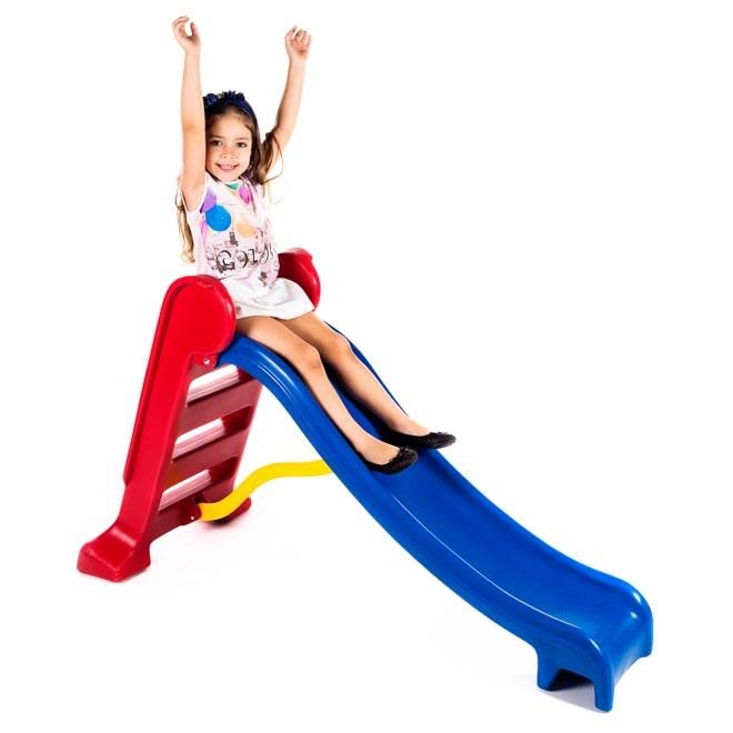Escorregador Médio Divertido - Escada Vermelha e Rampa Azul