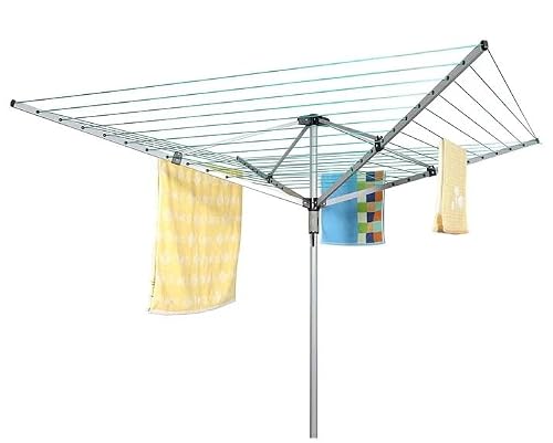 XCELSHOP Heavy Duty Steel Rotary Airer Outdoor Washing Line 40m 50m 60m – Weatherproof Powder-Coated Clothes Dryer with UV Resistant Lines & Metal Ground Socket (60M)