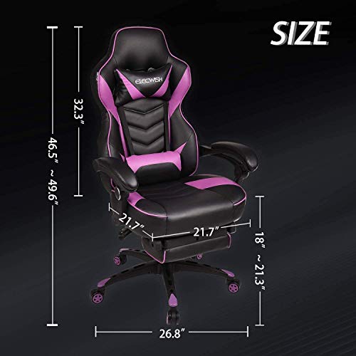 ELECWISH Ergonomic Office Chair Gaming Chair Adjustable Computer Chair Multi-Function Racing Chair for Adults Large Size Purple