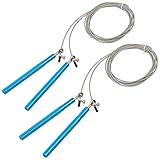 PEARL sports Hüpfseil: 2er-Set Profi-Highspeed-Springseile, 3D-Kugellager & Drahtkern, blau (Fitness-Springseil)
