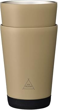 Doshisha Stackable Tumbler, 13.5 fl oz 400 ml, Stainless Steel, Vacuum Insulated, Sand Beige, Set of 2