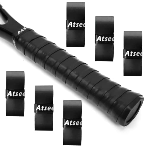 Atseen Tennis Racket Grip Tape, 6 or 12 or 30 Pack, Racket Overgrip Tape That Stays Dry & Absorbs Sweat with Velvety Comfort. for Tennis Rackets,Fishing Rods.Various Colors to Choose.