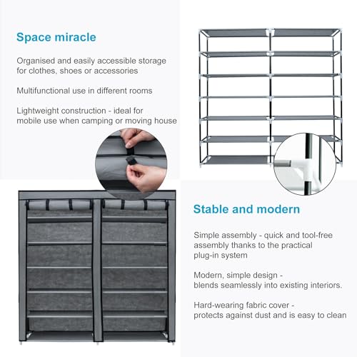 Armoire en tissu Intirilife pour ranger vos chaussures et vêtements à l'abri de la poussière - 5