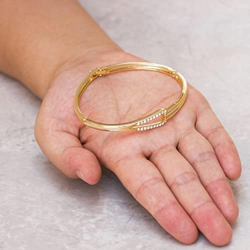 Philip Jones Gold Plated Link Bangle Created with Zircondia® Crystals