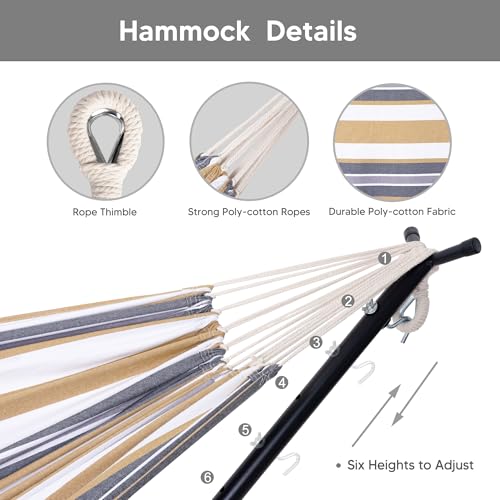 Image of SUNCREAT 2-in-1 Convertible Double Hammocks 2 Person, Coffee Stripe