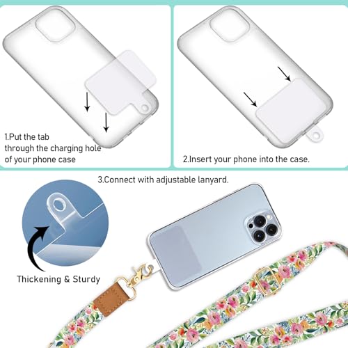 Image of Piefly Cell Phone Lanyard Crossbody Wrist Strap Adjustable for Women Flower | Travel Daily Cruise, Around the Neck, Hands-free, Universal, Fit Keys ID badge, Accessories, Compatible with Most Smartphones