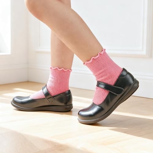 Image of Baby Toddler Ruffle Socks for Girls Cute Crew Grip Frilly Socks