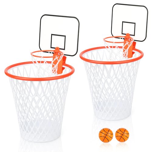 2pcs Trash Can With Basketball Hoop
