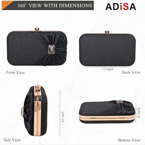 Image of ADISA Studded formal party clutch with gold chain for women and girls (CL107)