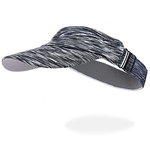 Women Sun Sport Visor Caps for Running, Tennis, Golf - Adjustable & Packable Black Grey