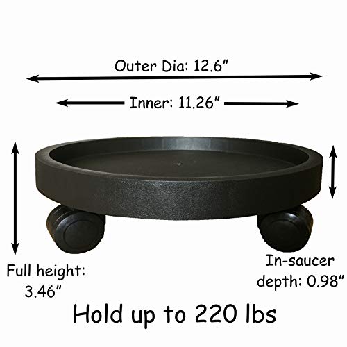 2 Pack Of 12.6 Inch Heavy Duty Plant Caddy With Wheels,Rolling Plant Stand Pot Trolley,Wheeled Planter Saucer Tray,Potted Flower Mover Dolly With Casters Round Coaster For Indoor Outdoor #TOP1