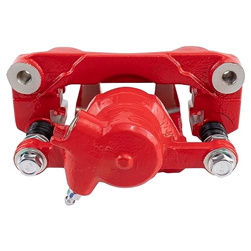 Image of TRQ Rear Left Brake Caliper w /Bracket Performance Red Drivers Side | For 2009-2013 Subaru Forester 2008-2014 Impreza 2015-2019 WRX