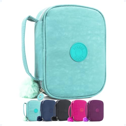 Estojo Escolar Feminino Masculino Grande Box Ziper Resistente Escolar Papelaria Fofa Infantil Unissex Com Organizador De Lápis Canetas Marcadores Lapiseiras Borrachas Apontadores, VERDE