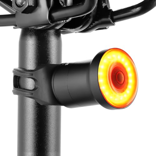 SPICIMOMO Bike Tail Light Rechargeable - Brake Sensing Rear Bike Light, IPX6 Waterproof, Auto On/Off, Ultra Bright LED Warning Back Bicycle Lights for Night Riding, Cycling Safety Taillight Accessory