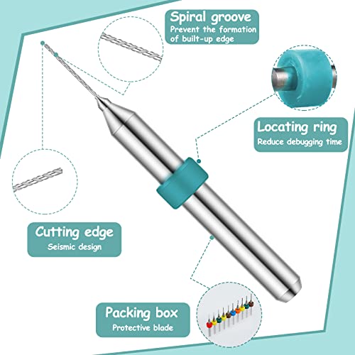 Lothee 60 Pcs Shank Tungsten Carbide Micro Drill Bits Set, Tungsten Steel PCB Print Circuit Board Flute CNC Router Bits for Rough Stone Print Circuit Board Jewelry Engraving (0.1-1.0 mm)