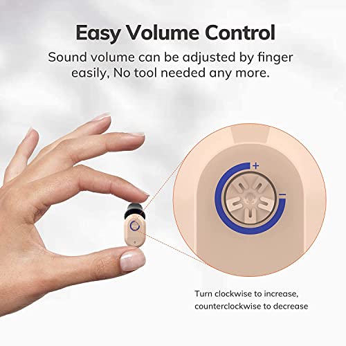 Hionec Rechargeable Hearing Aids For Seniors & Adults - Manual Volume Control | 120 Hrs. Bat. | Led Display Hearing Amplifiers For Mild To Moderate Hearing Loss | Personal Sound Amplification Devices #TOP5
