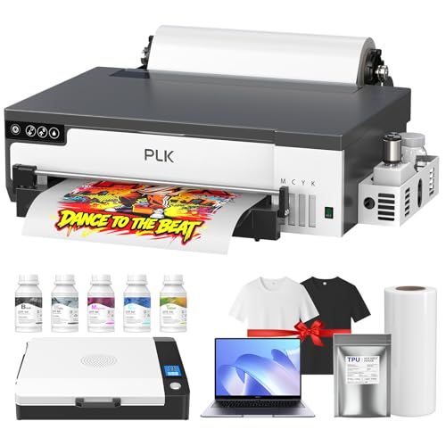 Image of PLK A3 DTF Printer with Shaker Dryer,XP600 DTF Machine,Roll Feeder,Film-Cutter,Double Speed,Upgraded L18058 with White Ink Stirring System,Apparel Transfer Printing (A3 Printer+Laptop+Oven)