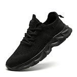 VGPSFN Mens Trainers Running Shoes Walking Sport Outdoor Casual Tennis Gym Fitness Shoes for Men Breathable Mesh Comfortable Lightweight Sneakers Black UK 9