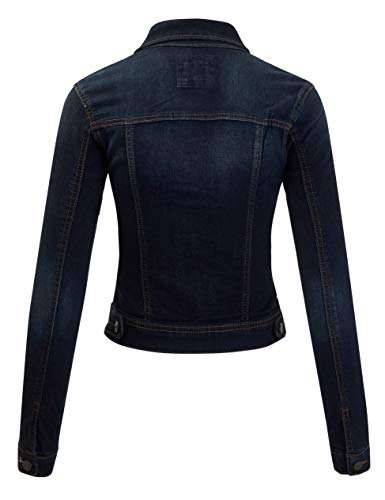 FASHION BOOMY Women's Classic Denim Jean Jacket - Cropped Long Sleeve Outerwear - Regular and Plus Sizes 3X Dark_Denim