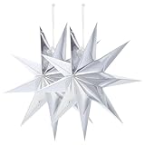 GETAJGHSD 2個 九角星折り紙ランタン 銀色 ペーパーランプシェード環境対応耐久性クリスマスやお盆のハンギングライト装飾用