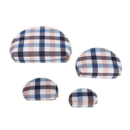 Jessyline Small Makeup Bag For Purse Luxury Checkered Cosmetic Bags For Women Plaid Pouch Set For Travel With 4 Piece Sizes Bag (Beige) #TOP1