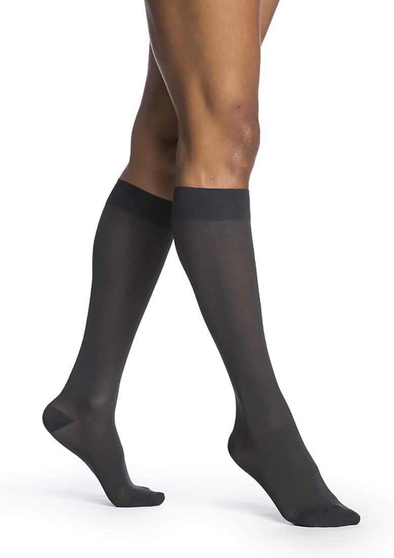 Sigvaris Women’s Style Medium Sheer 750 Closed Toe Calf-High Socks 20-30mmHg - Natural Beige - Small Short