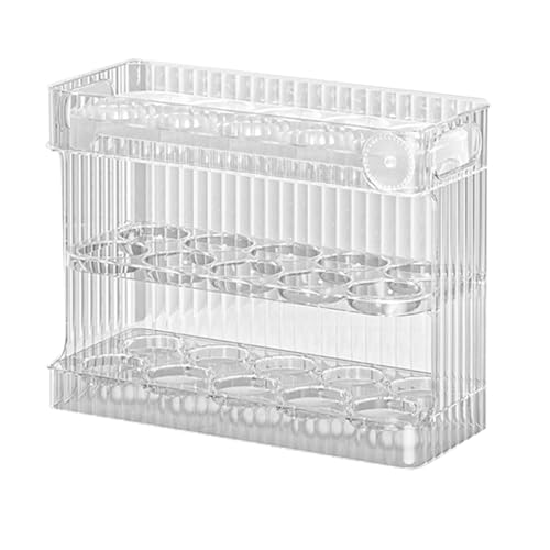 Egg Holder, 3 Layer Auto Flip Egg Container Storage Box for Refrigerator Side Door Basket, 30 Count Large Capacity Egg Box Clear Egg Organizer, Egg Storage for Kitchen Fridge(Amber Color)