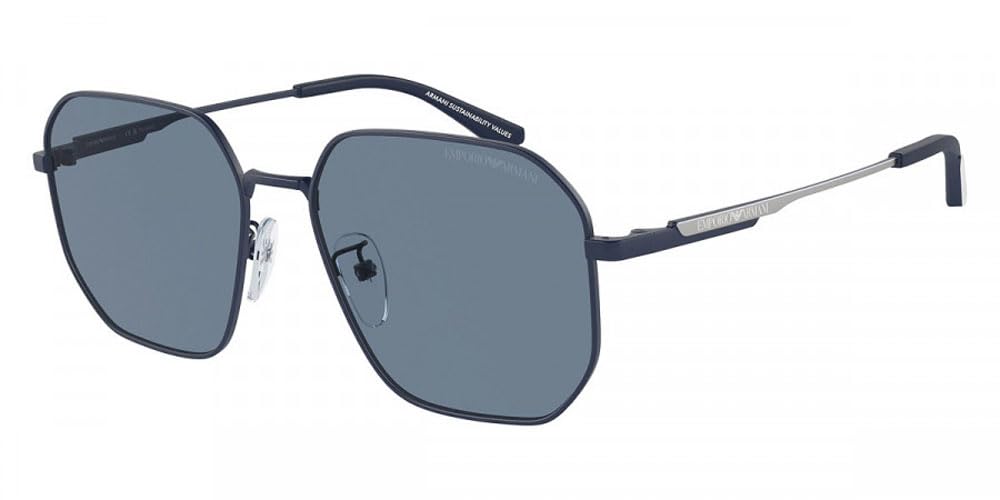 Emporio Armani EA2154D 30182V 57MM Matte Blue/Dark Blue Polarized Pilot Sunglasses for Men +Bundle with Accessory Eyewear Kit