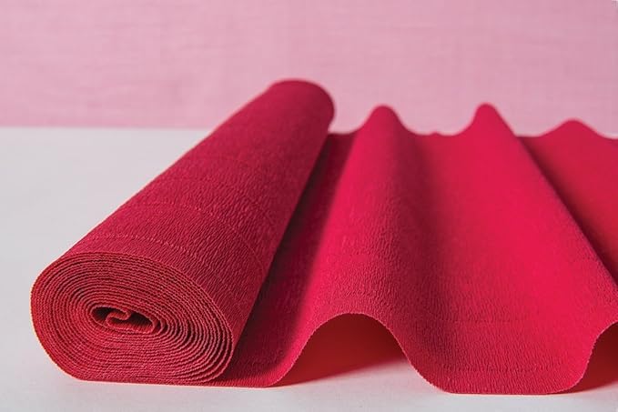 SEJASCOLLECTIONS | Set of 1 Roll, Red | Crepe/Wrinkled Paper Rolls, unruled 8ft Length/20in Width, 75 GSM Craft Paper (Set of 1, Red)