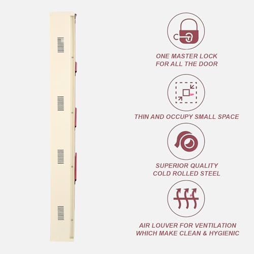 Image of Metal Shoe Rack Wall Mounted for Home with Central Locking 4 Door 28 inch Wall Mounted Metal 12 Pair Shoe Rack Cabinet Pre-Assembled Rack Shelves 3 Year Warranty (Pink & Ivory)
