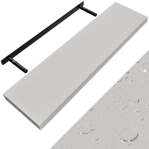 Casaria® Étagère Murale Flottante Blanche 90 cm MDF Robuste Effet Flottant Support de Fixation Inclus étagère Bois