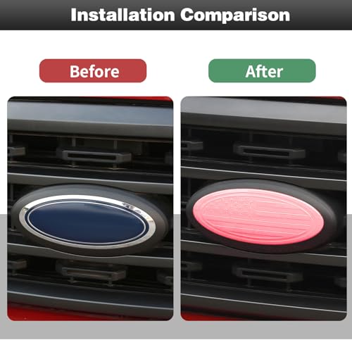 Image of CheroCar for F150 Emblem Cover Trim,Logo Back Badge Decoration Cover Trim Compatible with Ford F150 F-150,Pink